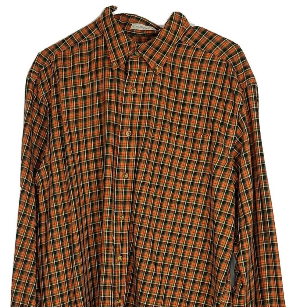 L.L. Bean Orange Green Plaid Mens SZ:L-REG Shirt